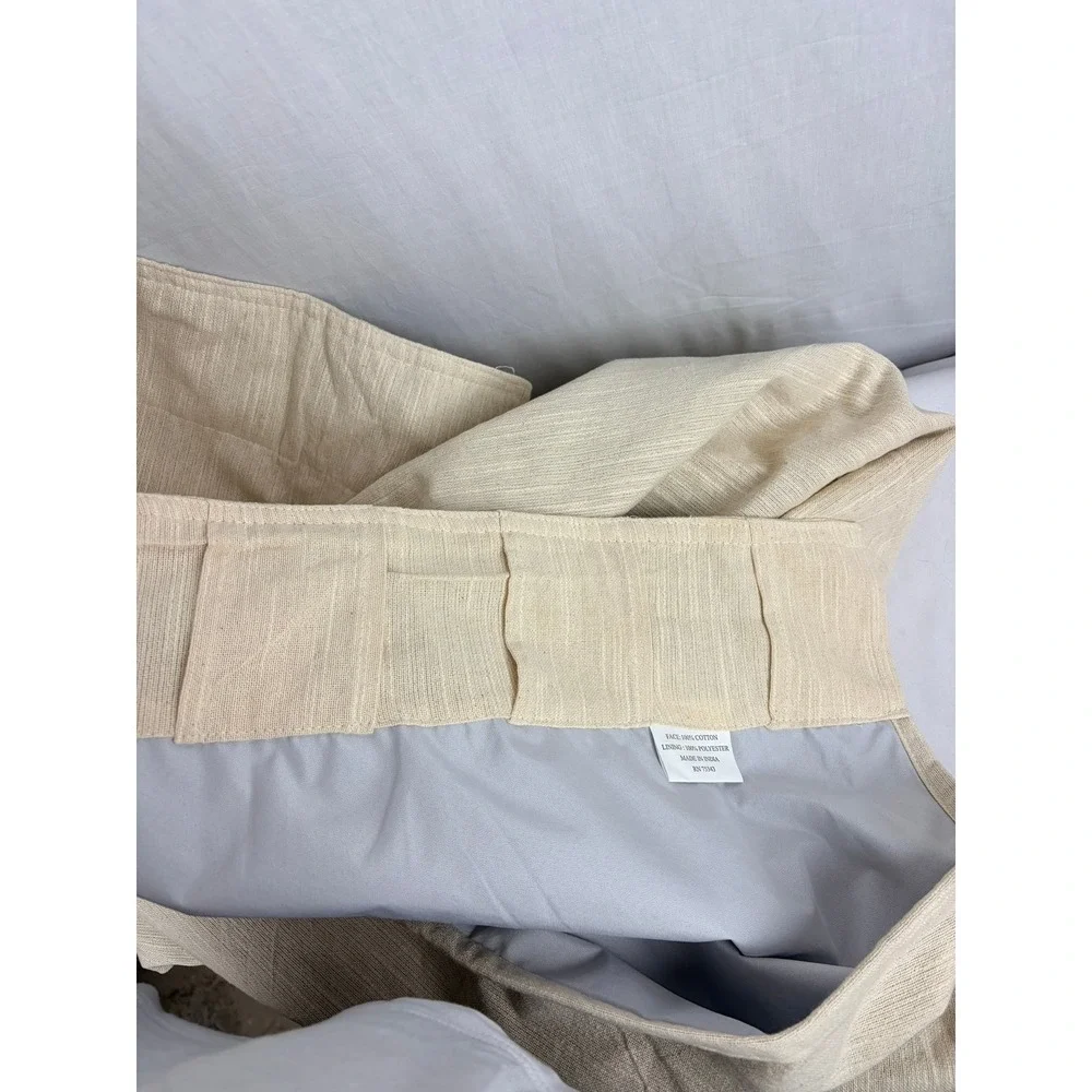 Brooks Brothers Beige Textured Cotton Lined Curtain Panels Back Tab Neutral 2pc